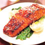 Sizzling Salmon with Steamed Pak Choi