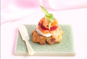 Regal Smoked Salmon with Strawberries and Corn Fritters