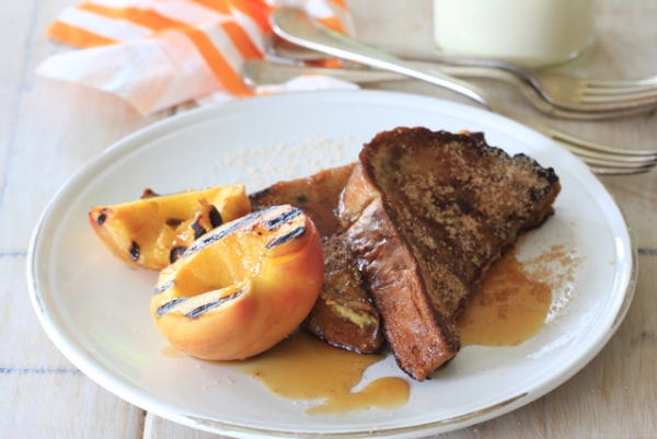 french toast with grilled peaches