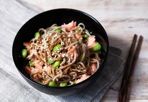 Salmon soba noodle salad